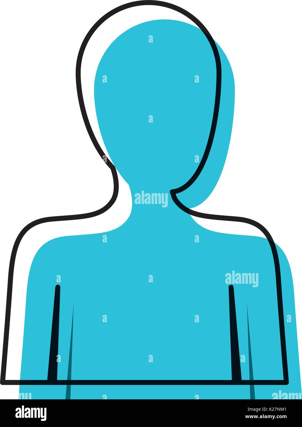 watercolor silhouette of human half body and faceless Stock Vector