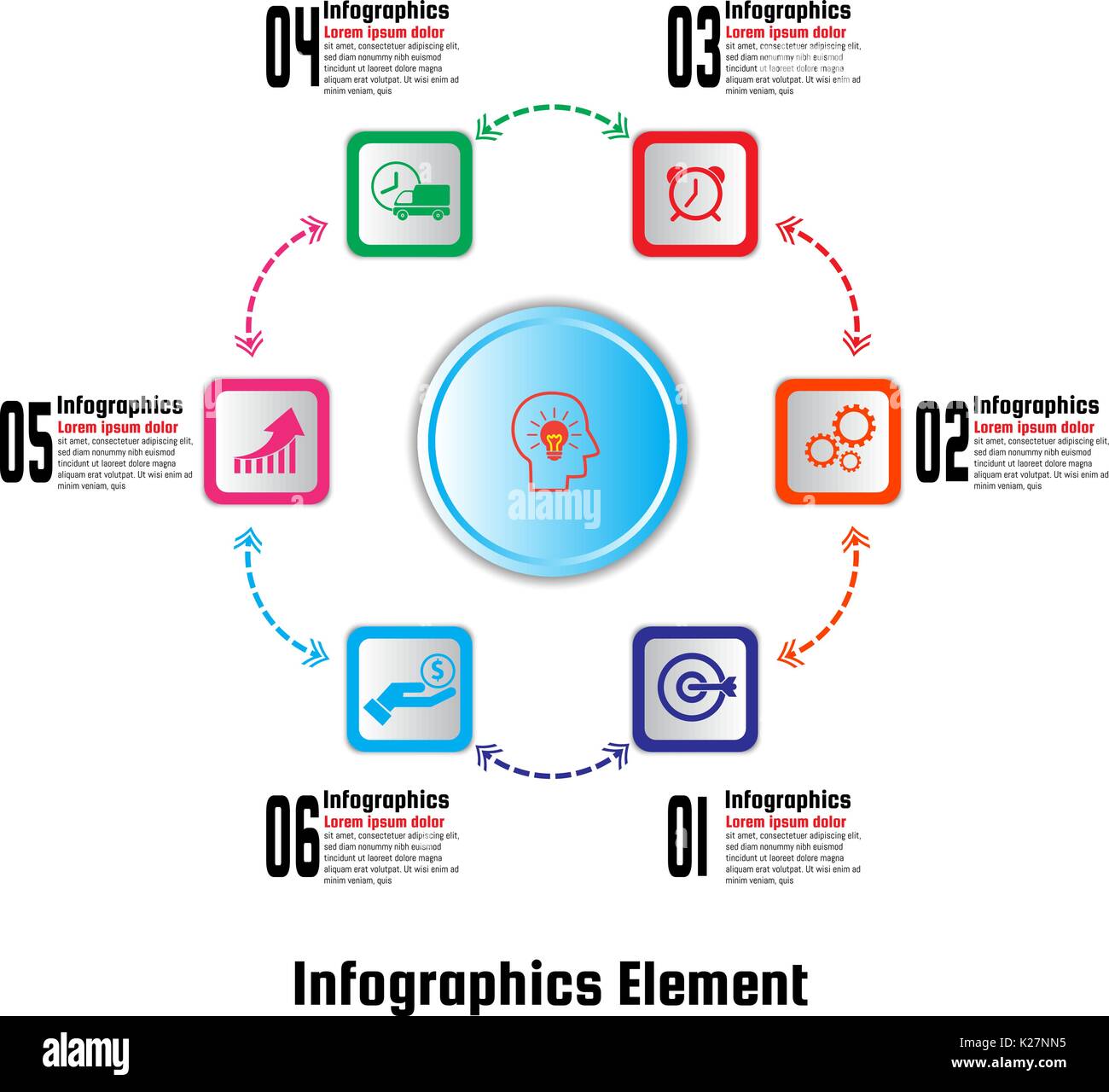 Vector illustration infographics element. Six Options Stock Vector