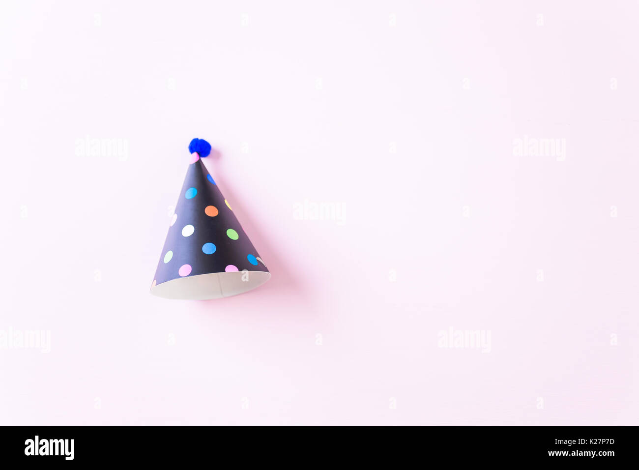 Colorful party hats for kids Birthday Party on pink background Stock ...