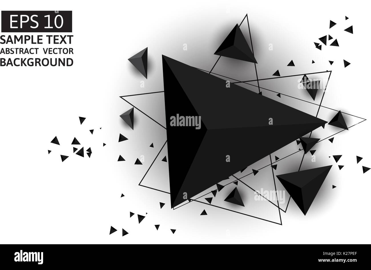 Black triangle abstract vector background with copy space Stock Vector