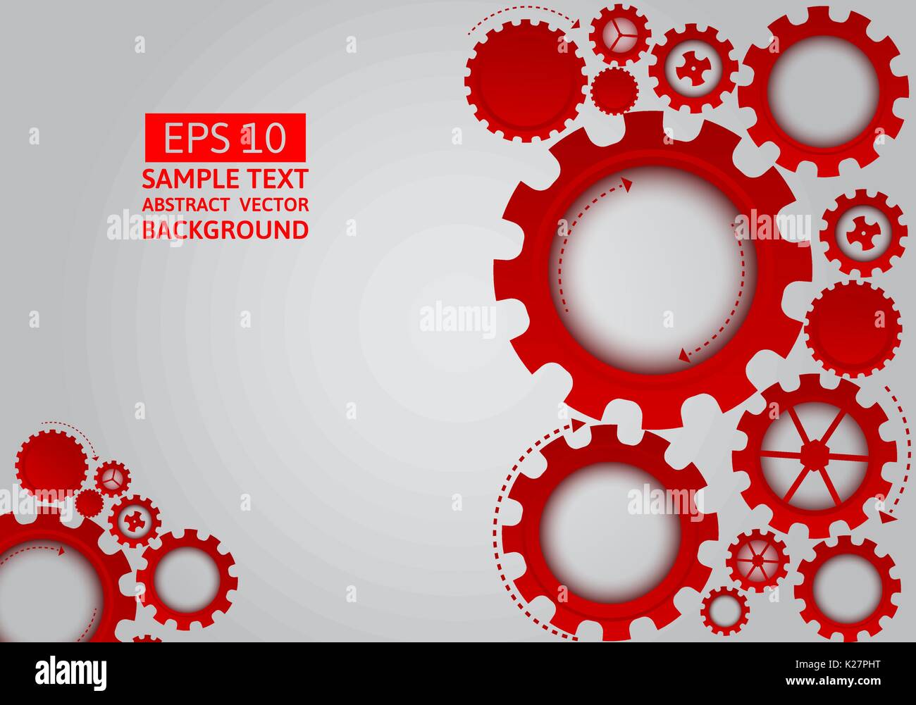 Red gear abstract vector on gray background with copy space Stock
