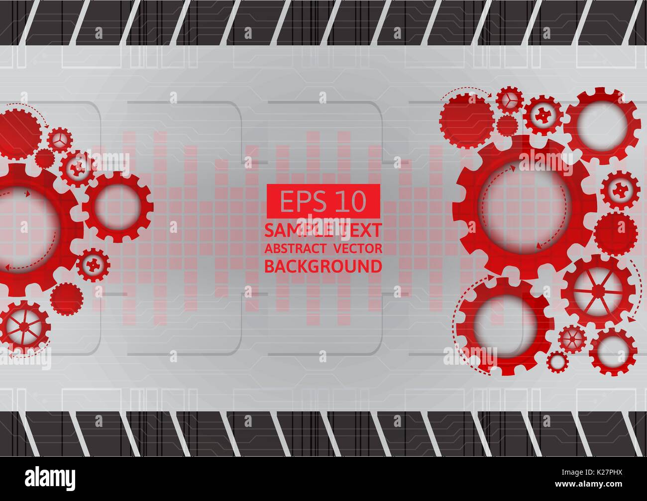 Red and gray gear abstract vector background with copy space Stock Vector