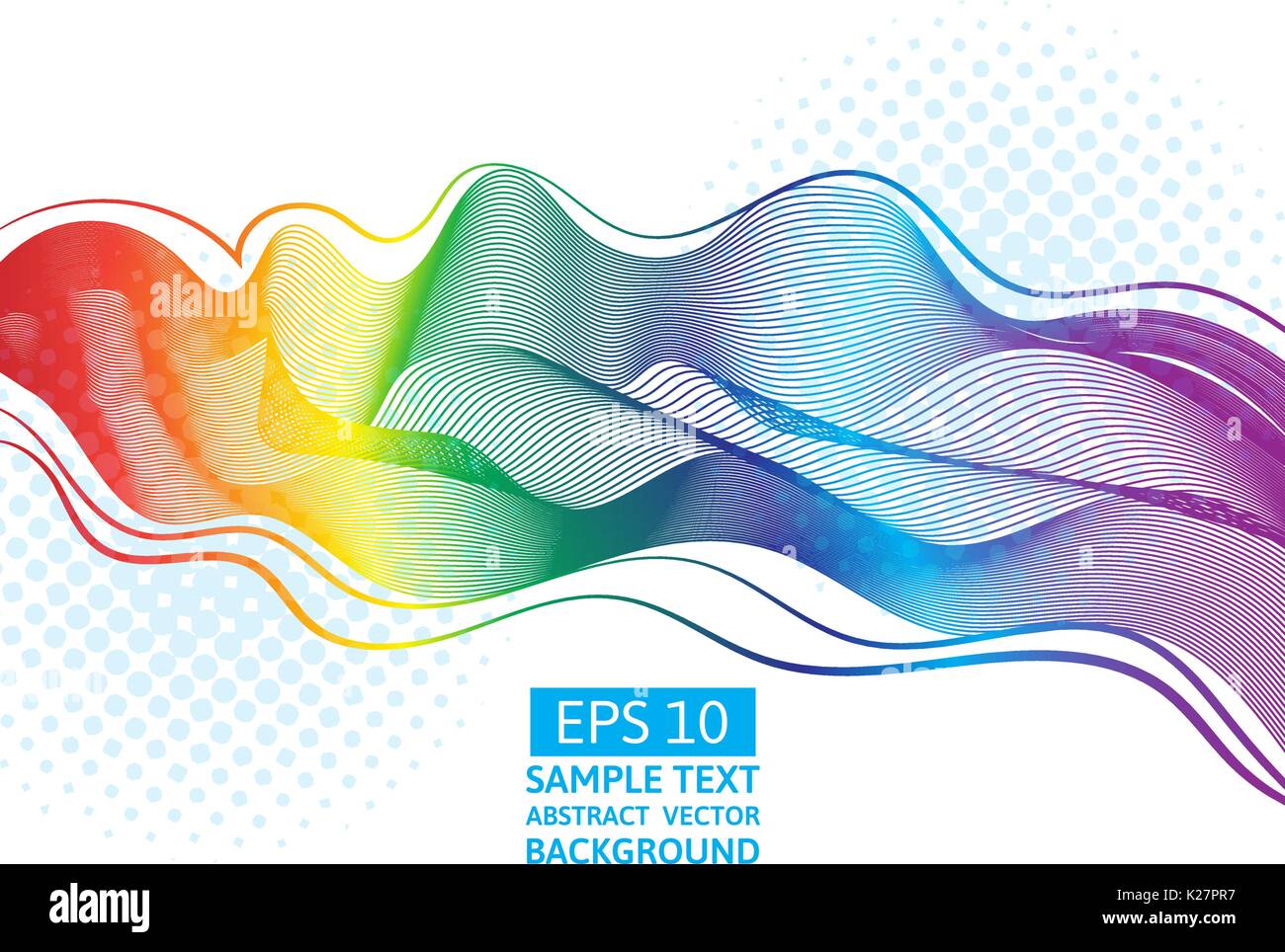Set great rainbow waves colorful gradient line, vector illustration. Stock Vector