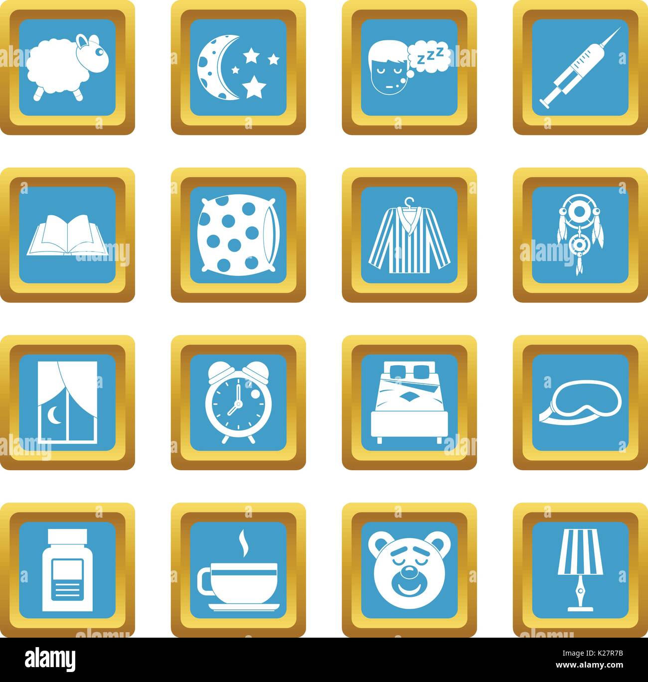 Sleep icons azure Stock Vector