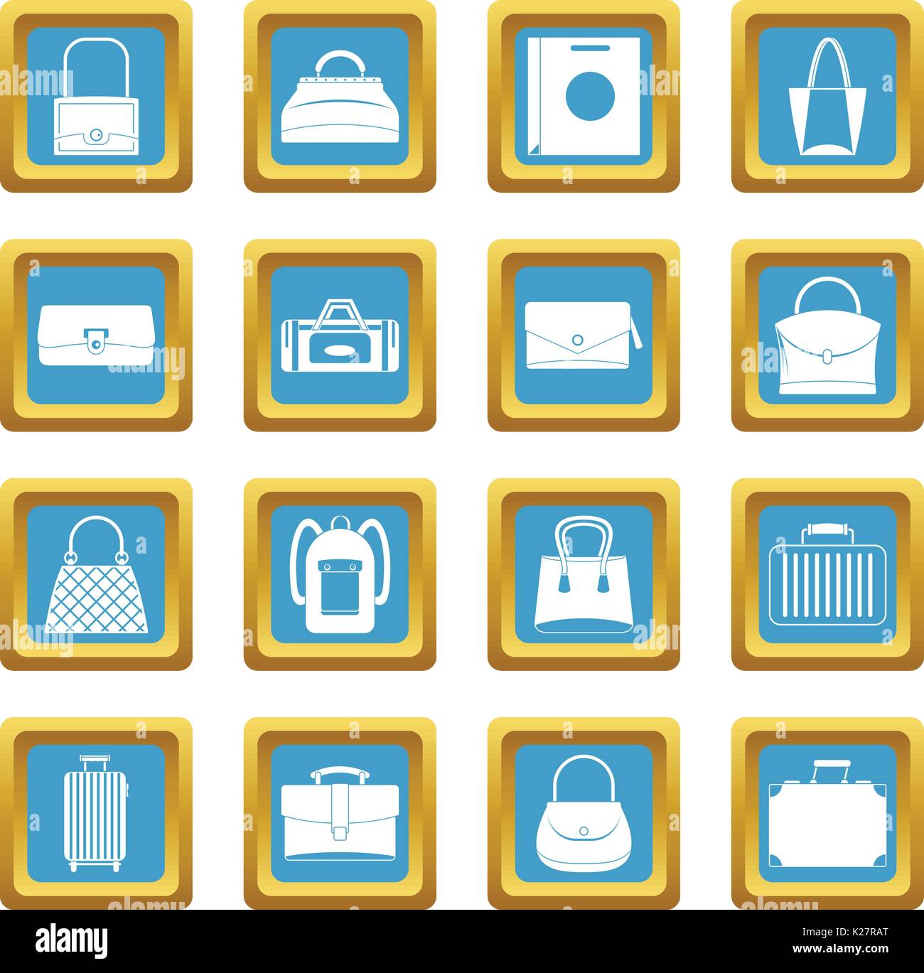 Bag baggage suitcase icons azure Stock Vector