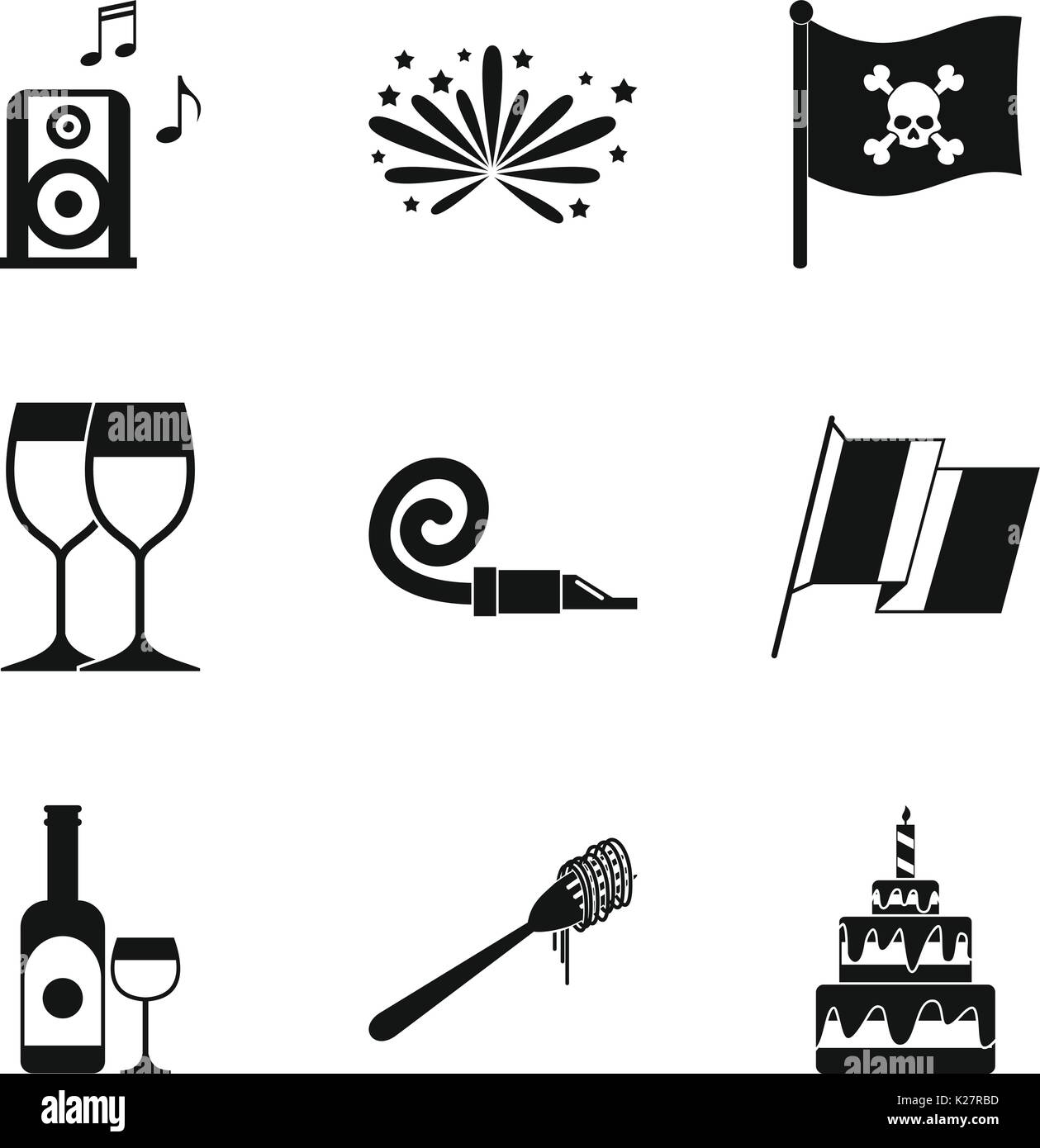 Hooch icons set, simple style Stock Vector