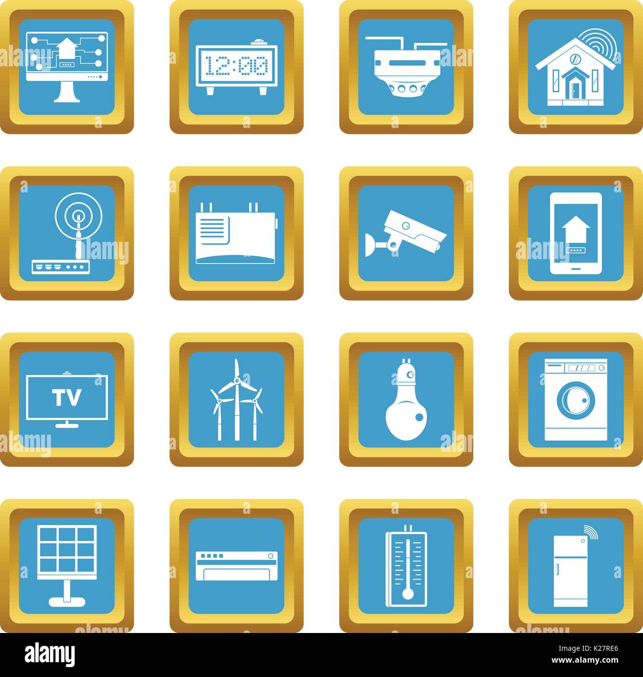 Smart home house icons azure Stock Vector Image & Art - Alamy