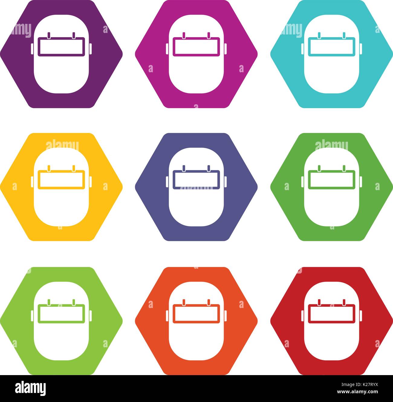 Welding mask icon set color hexahedron Stock Vector Image & Art - Alamy