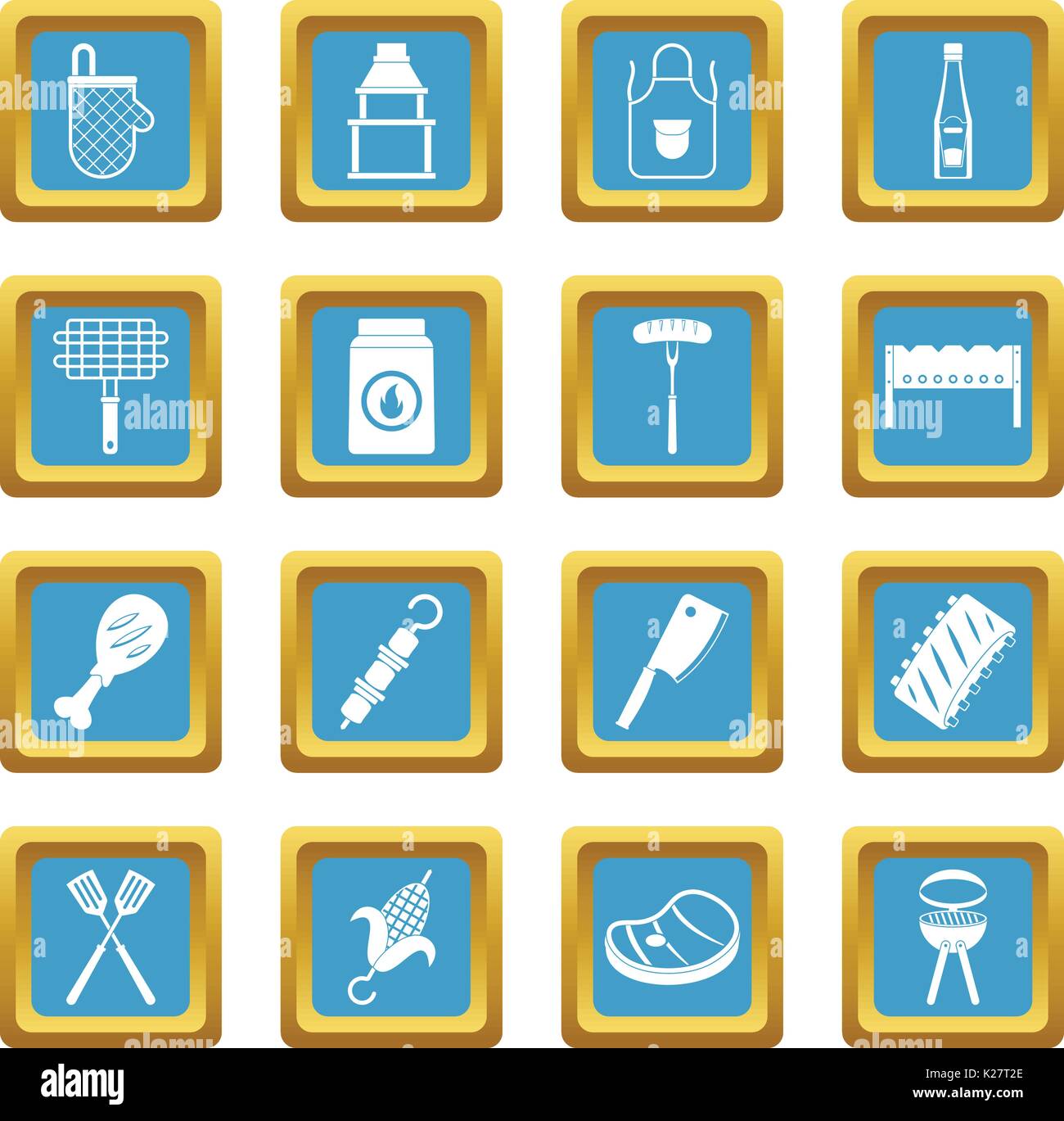 BBQ food icons azure Stock Vector Image & Art - Alamy