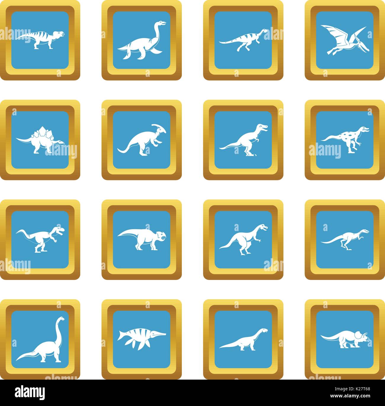 Dinosaur icons azure Stock Vector