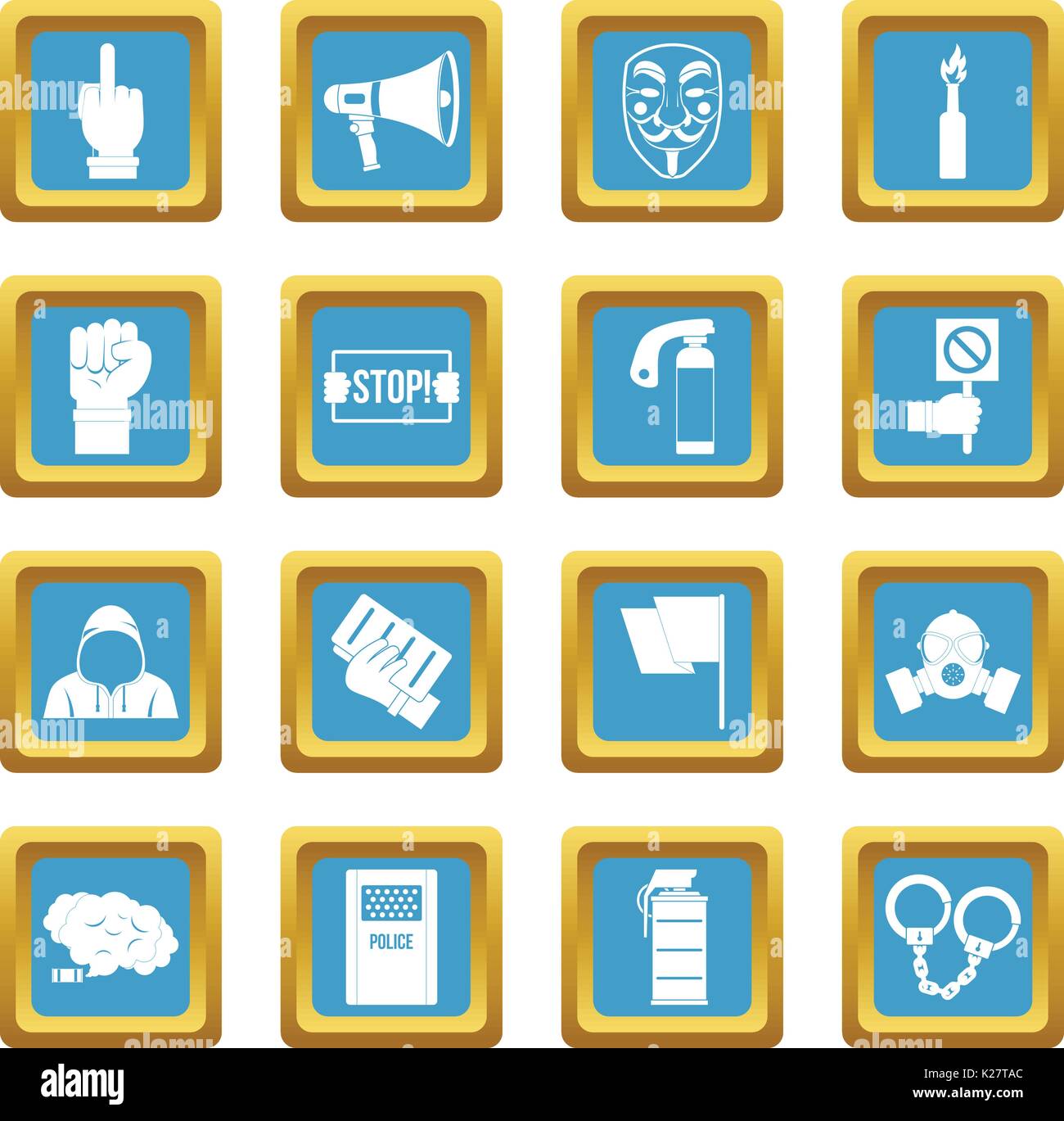 Protest icons azure Stock Vector