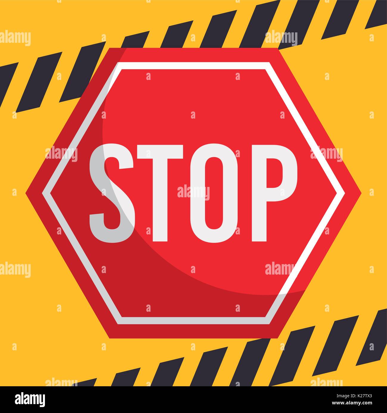 stop sign icon over yellow background colorful design vector ...