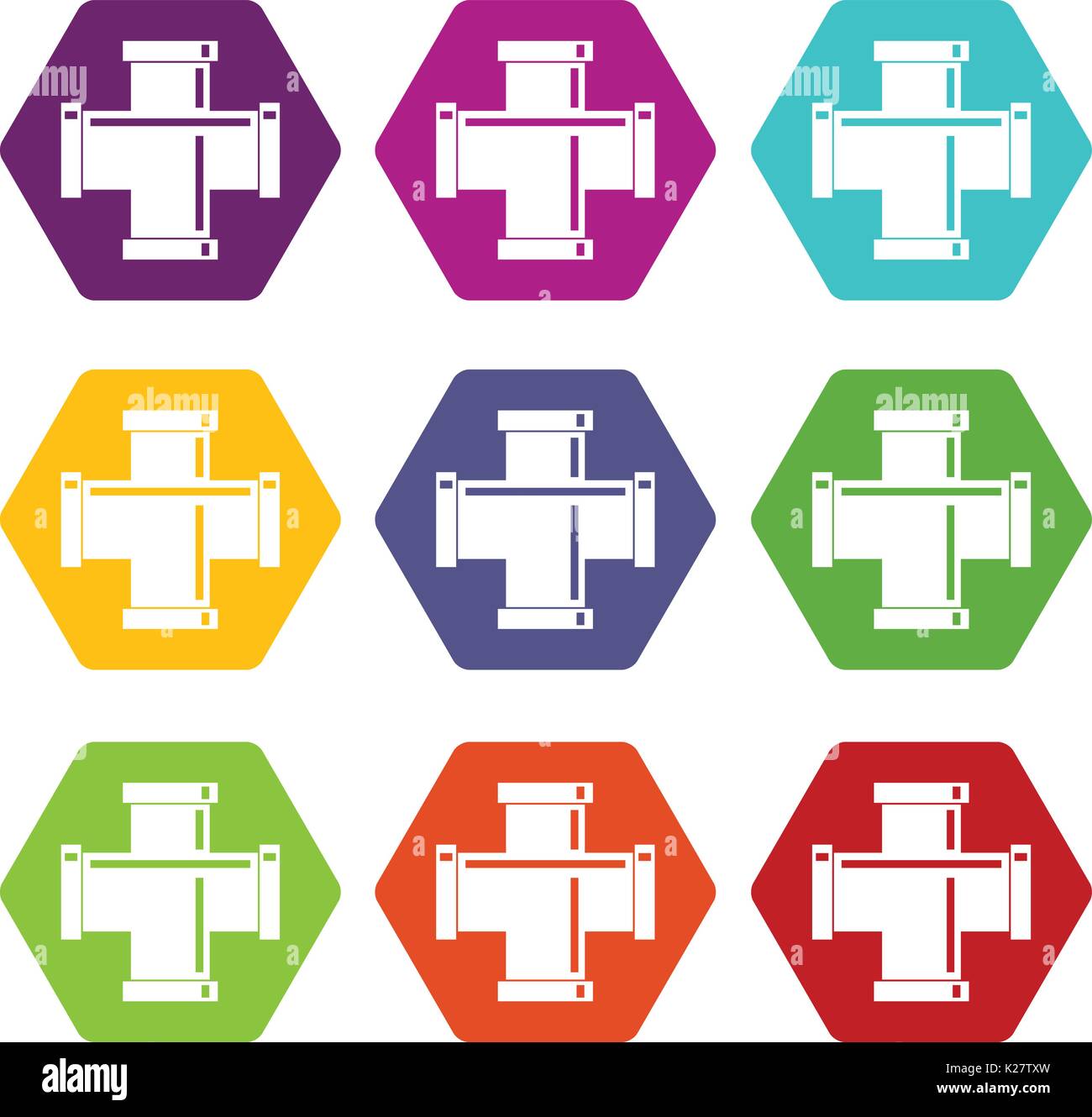 Black pipe fitting icon set color hexahedron Stock Vector Image & Art ...