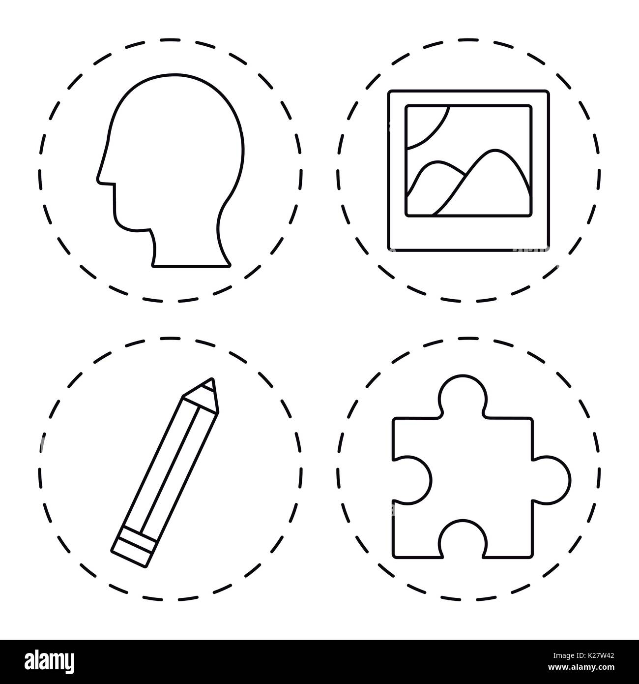 creative process related icons over white background vector ...