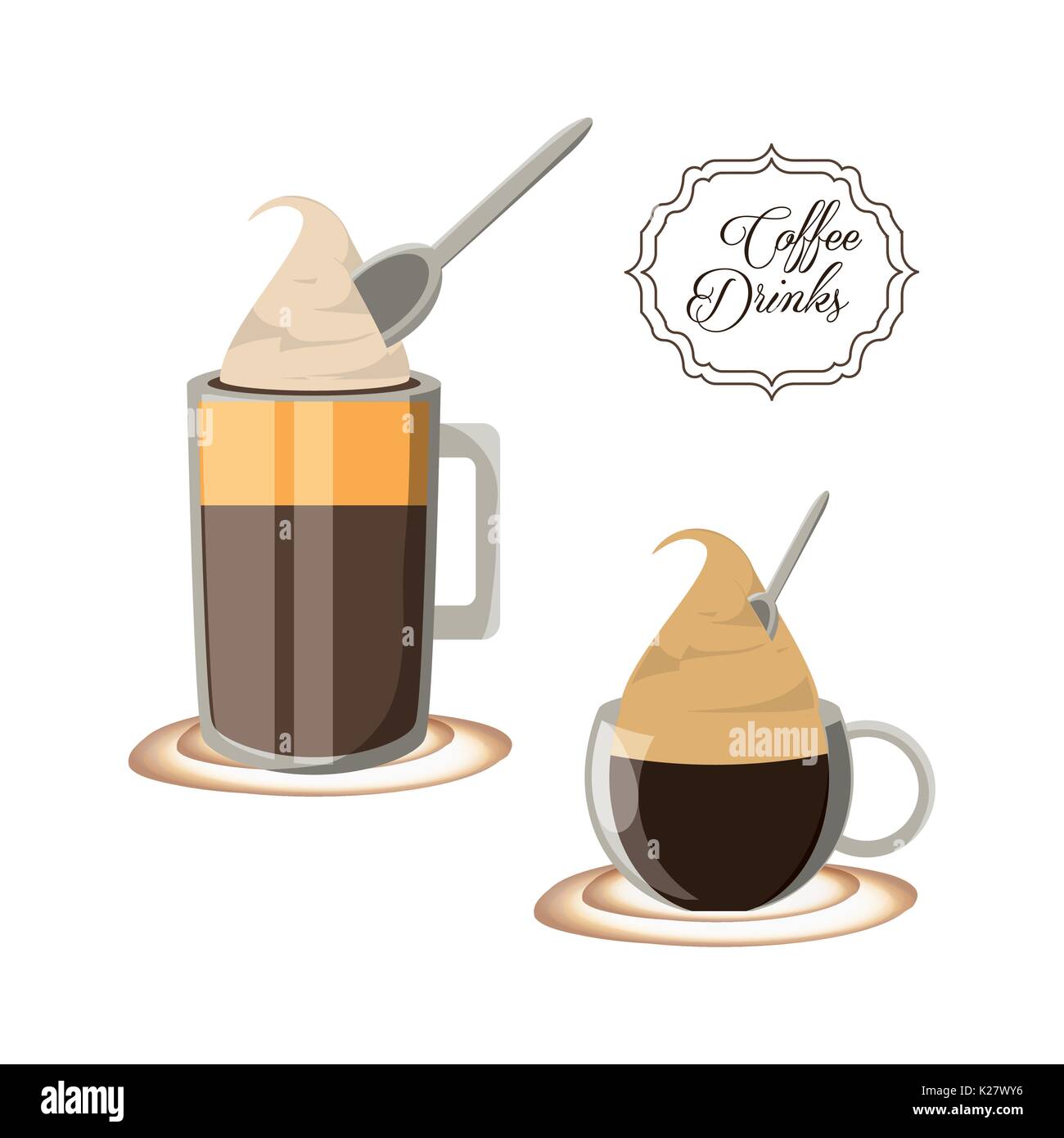 flat set icon with differents types coffee vector illustration Stock ...