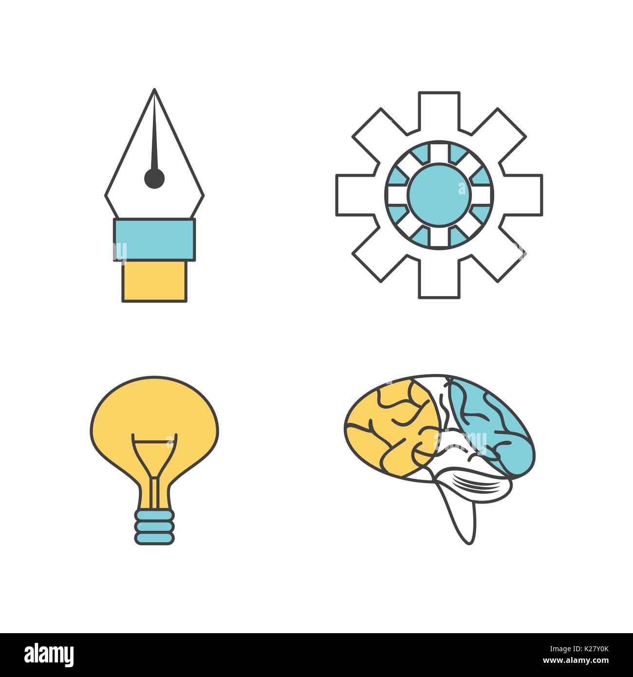 set creative process with innovation ideas vector illustration Stock ...