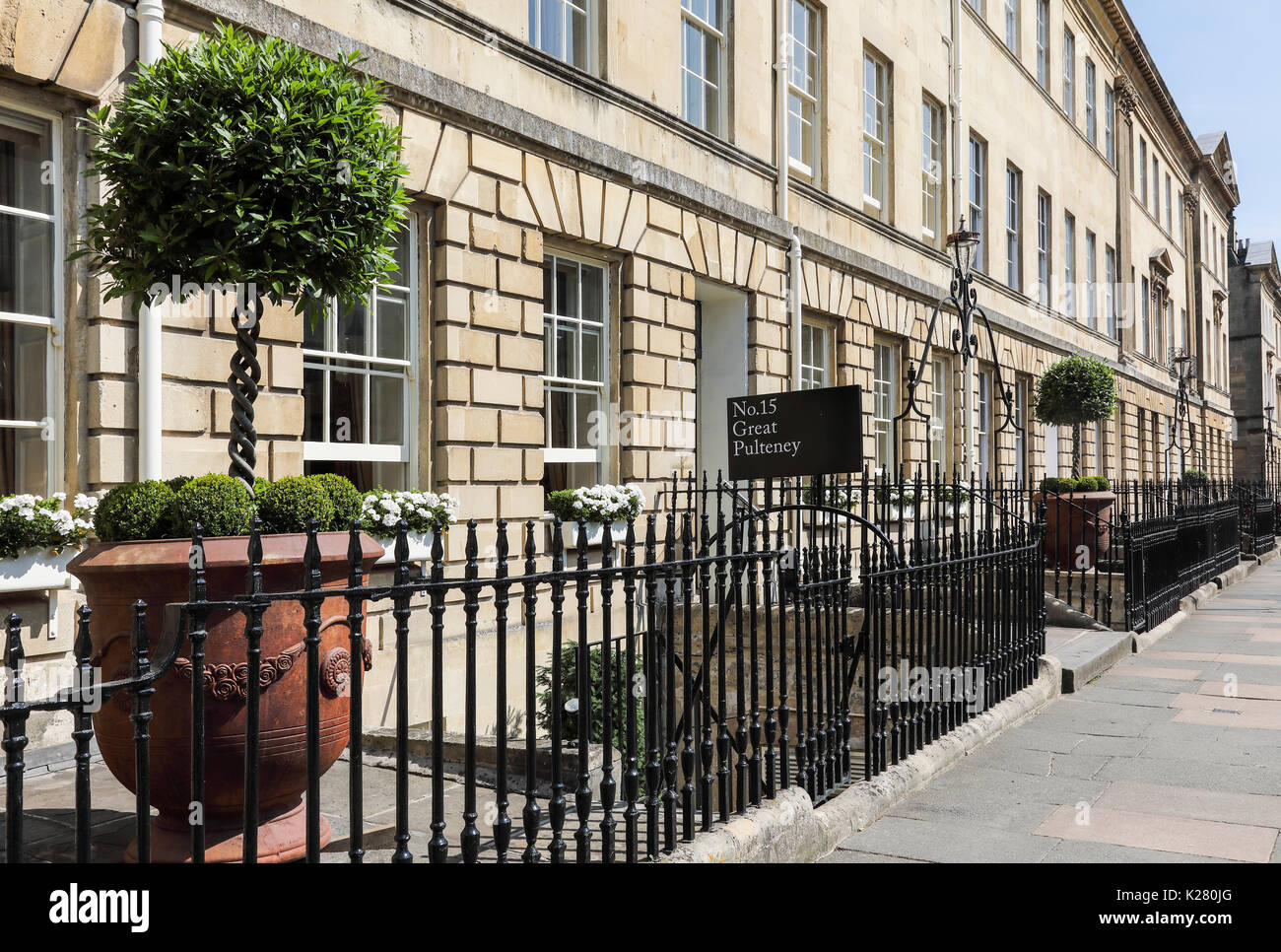No.15 Great Pulteney Street Boutique Hotel & Spa, Great Pulteney Street, City of Bath, Somerset, England, UK Stock Photo