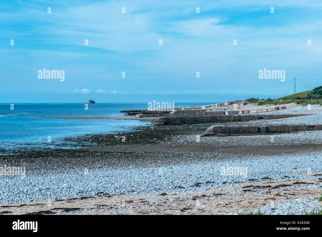 Beach at East Aberthaw on the Glamorgan Heritage Coast south Wales, UK Stock Photo