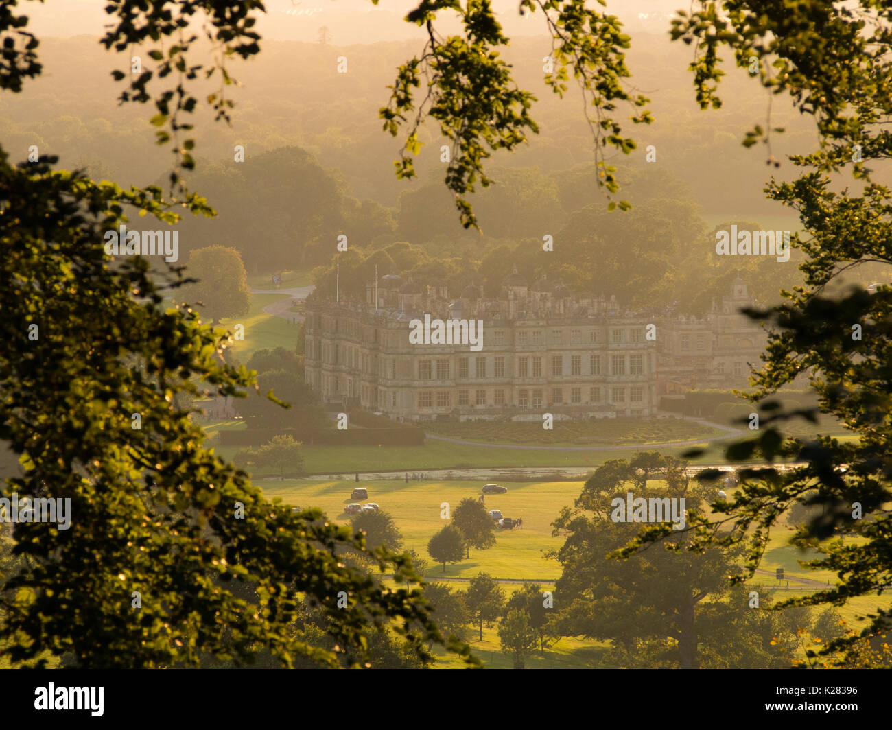 Longleat House, Wiltshire, at the end of a hot August Bank Holiday Stock Photo