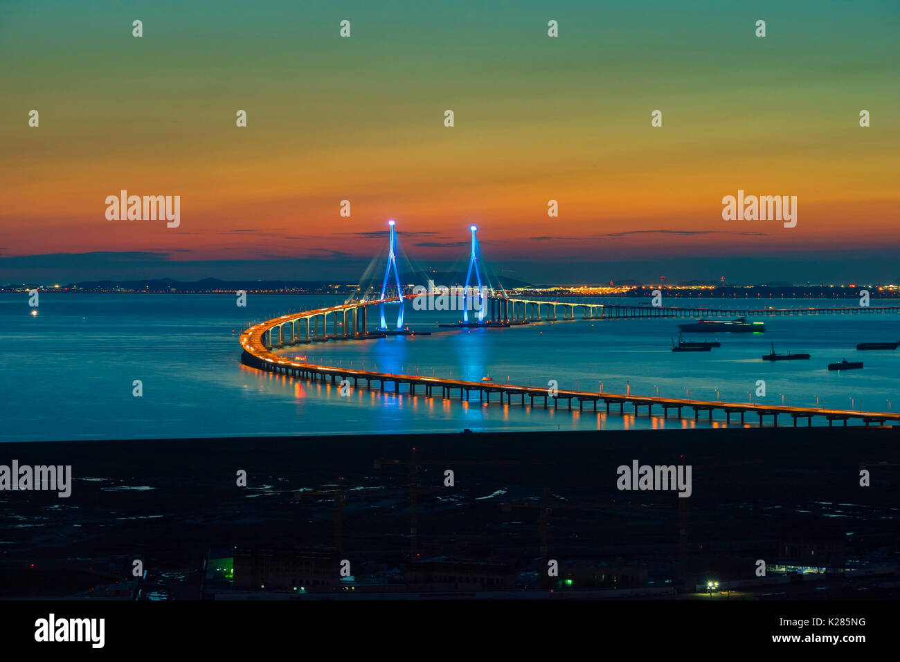 Sunset at Incheon Bridge Seoul,South Korea Stock Photo Alamy