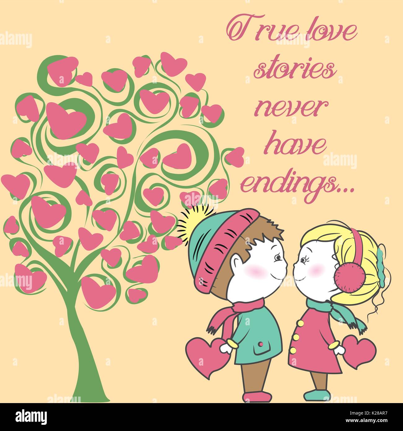 couple in love with a tree of love, Background Valentine's Day, hand ...