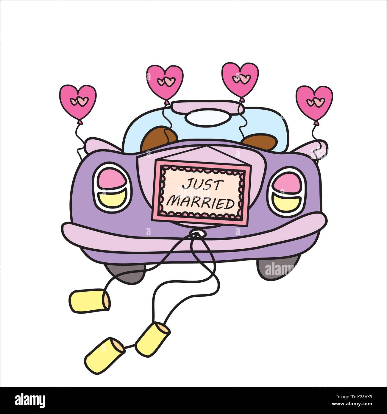 Ongekend wedding car,just married, doodle hand drawn, vector illustration ZF-71