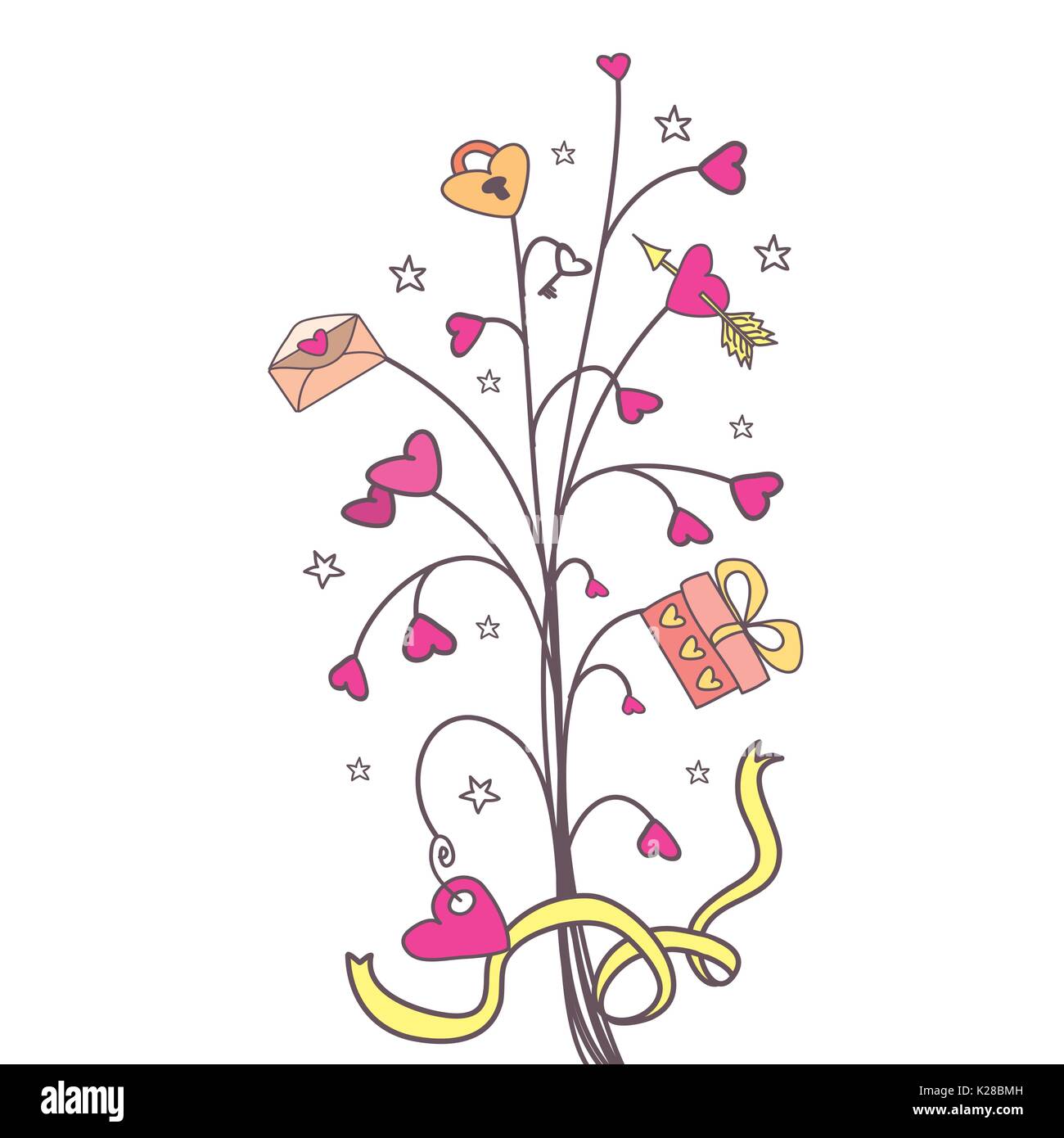 Love tree, hand drawn vector illustration Stock Vector Image & Art Alamy