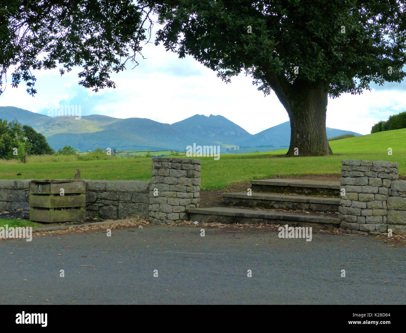 A view of the Mountains of Mourne in County Down in Northern Ireland from Castlewellan Forest Park Stock Photo