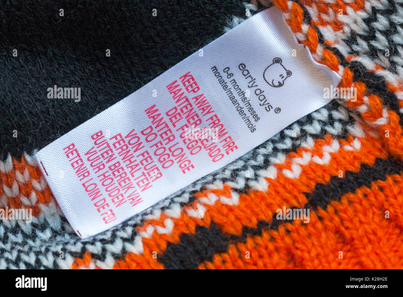 Keep away from fire in many different languages on label in early days