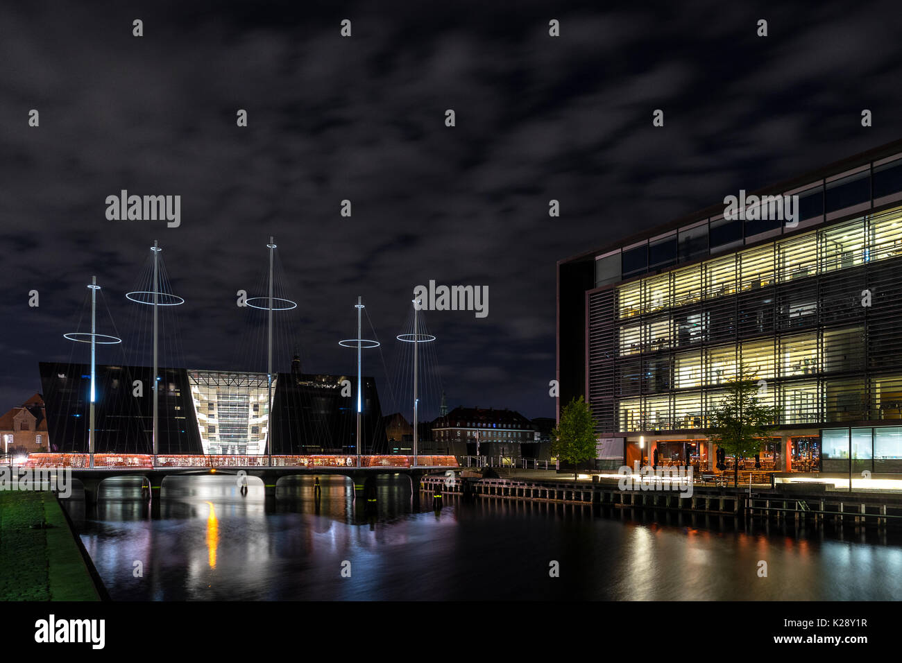 Royal Danish Library and the Circle Bridge in Copenhagen Stock Photo