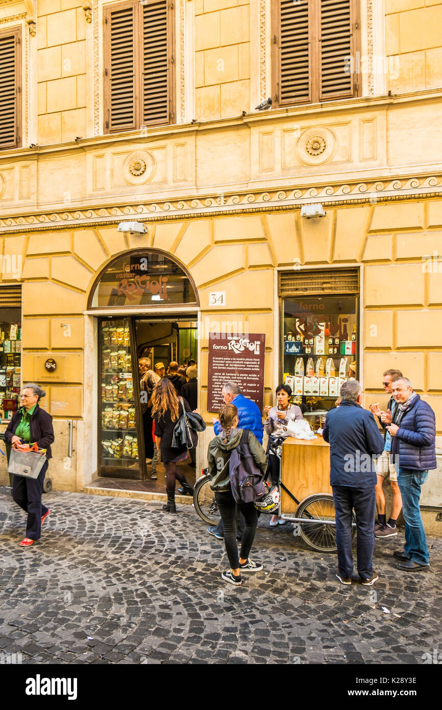 street scene in front of forno roscioli, legendary roman bakery Stock Photo  - Alamy