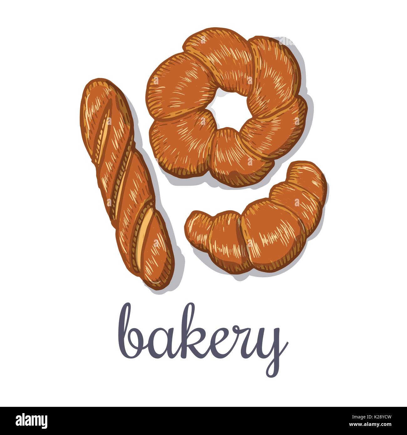 Hand drawn decorative bread bakery . Vector Illustration Stock Vector ...