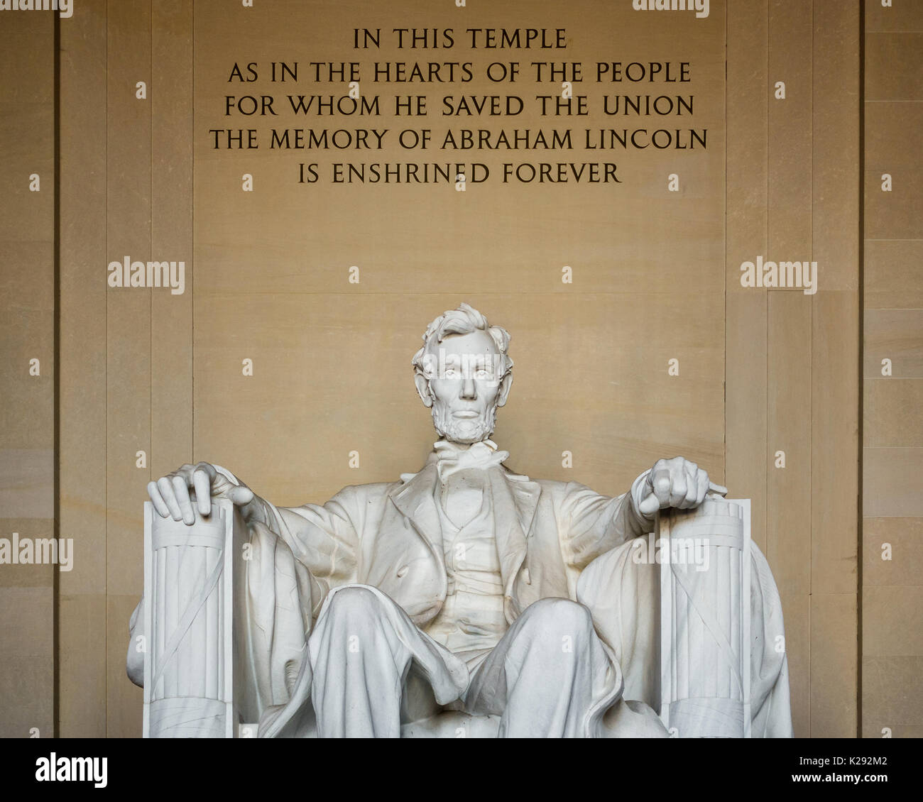 Abraham Lincoln statue at the Lincoln Memorial in Wahington D.C., USA Stock Photo