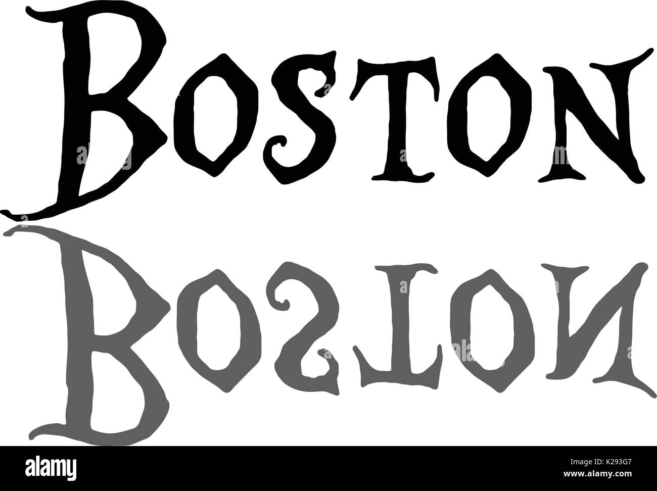 Boston text sign illuatration on white background Stock Vector