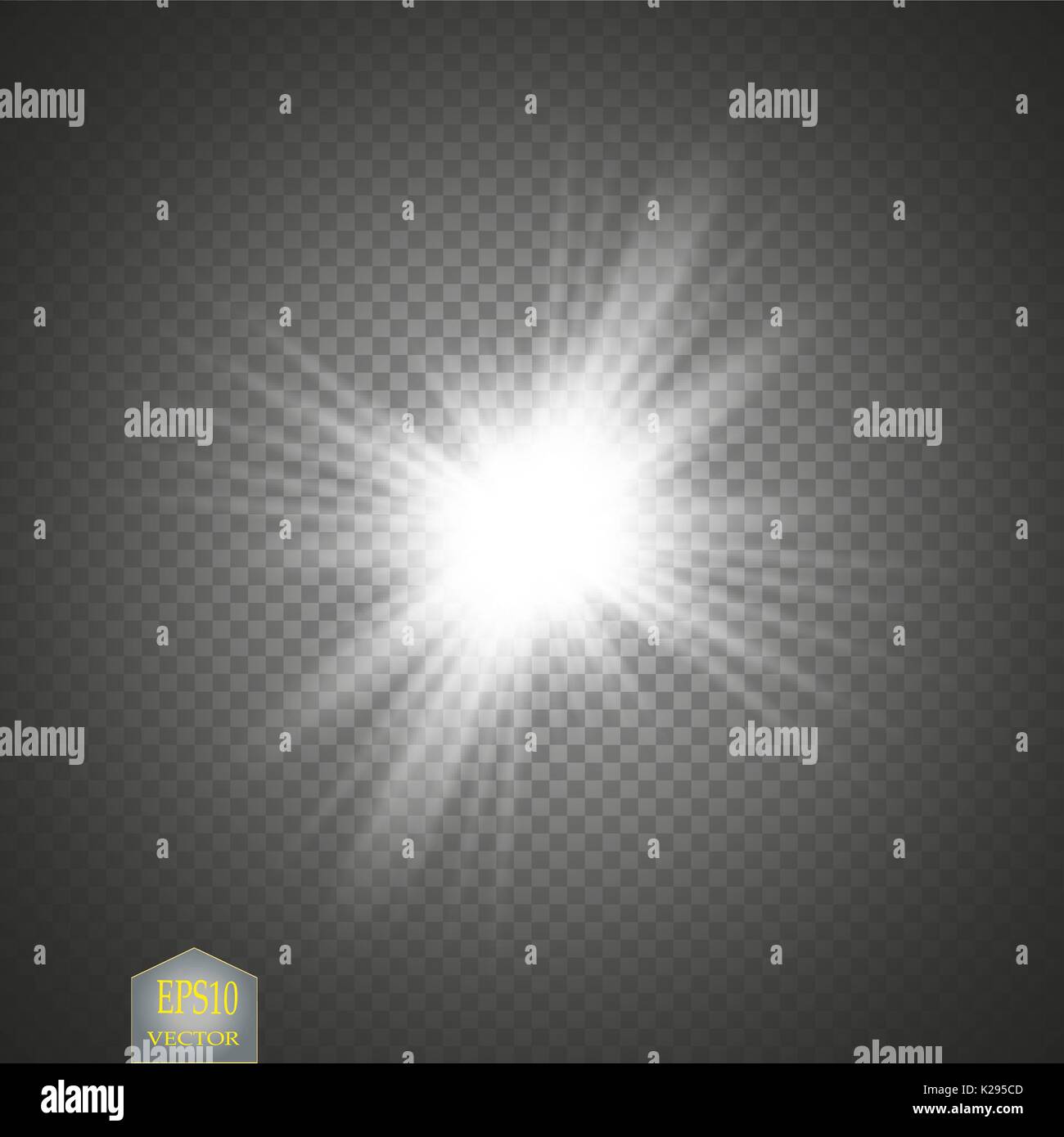 Glow light effect. Starburst with sparkles on transparent background ...
