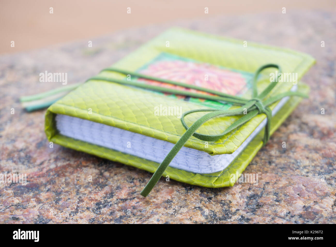 Little Green Handmade Notebook In Scrapbooking Style With Dark