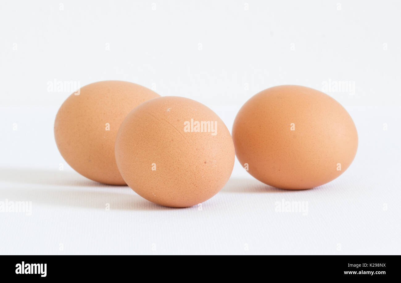 three eggs on white background Stock Photo