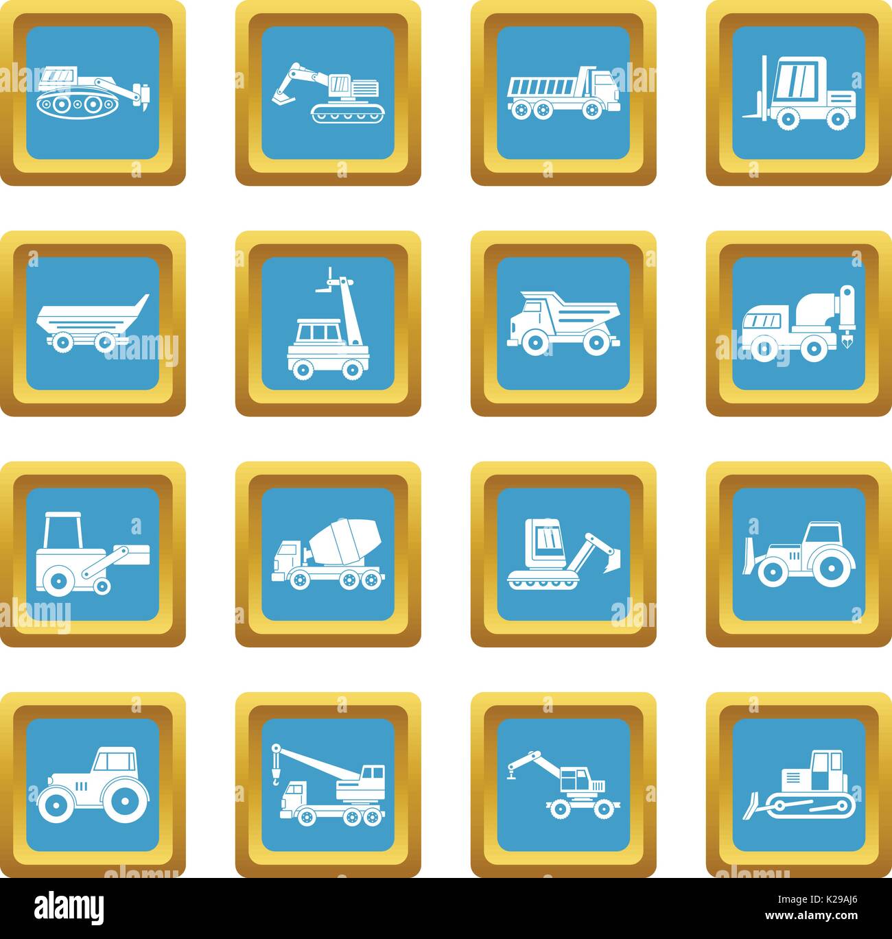 Building vehicles icons azure Stock Vector