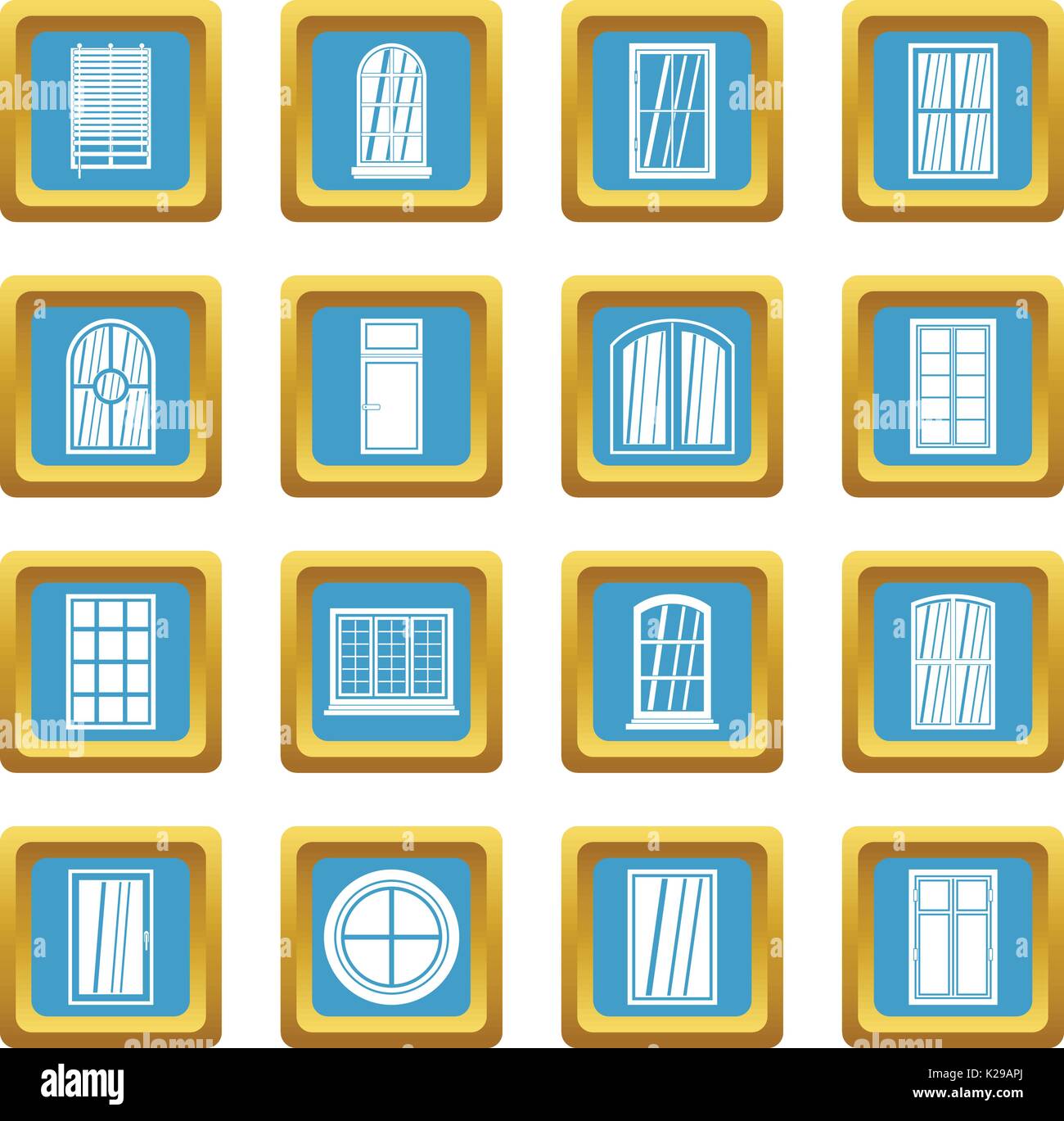 Plastic window forms icons azure Stock Vector