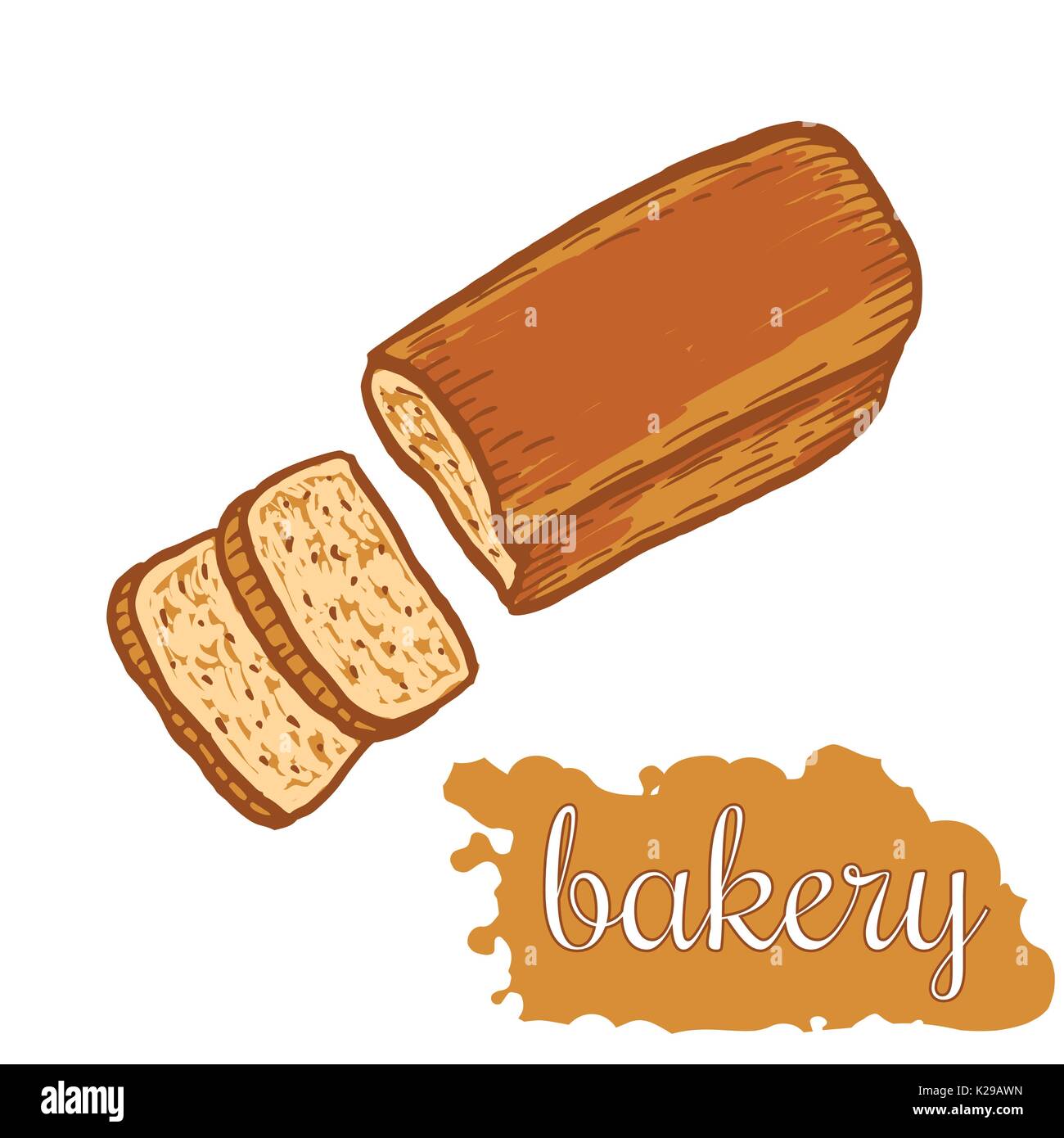 Hand drawn decorative bread bakery . Vector Illustration Stock Vector ...
