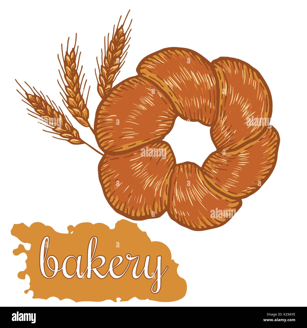 Hand drawn decorative bread bakery . Vector Illustration Stock Vector ...