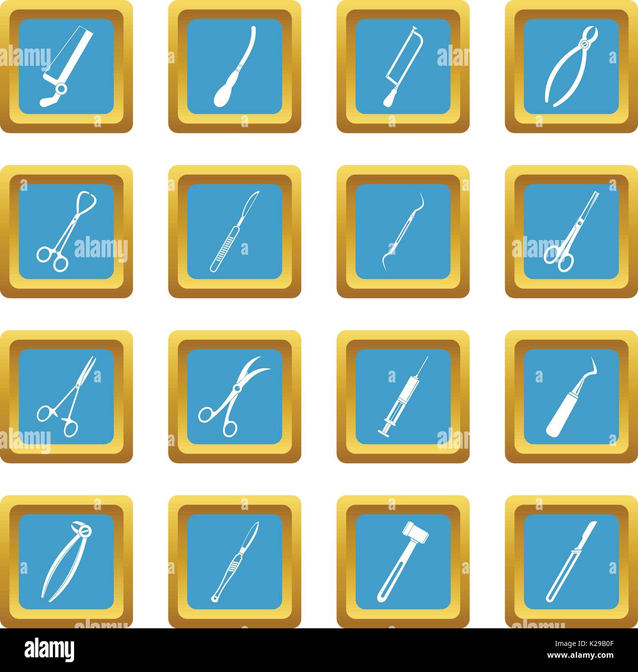 Surgeons tools icons azure Stock Vector