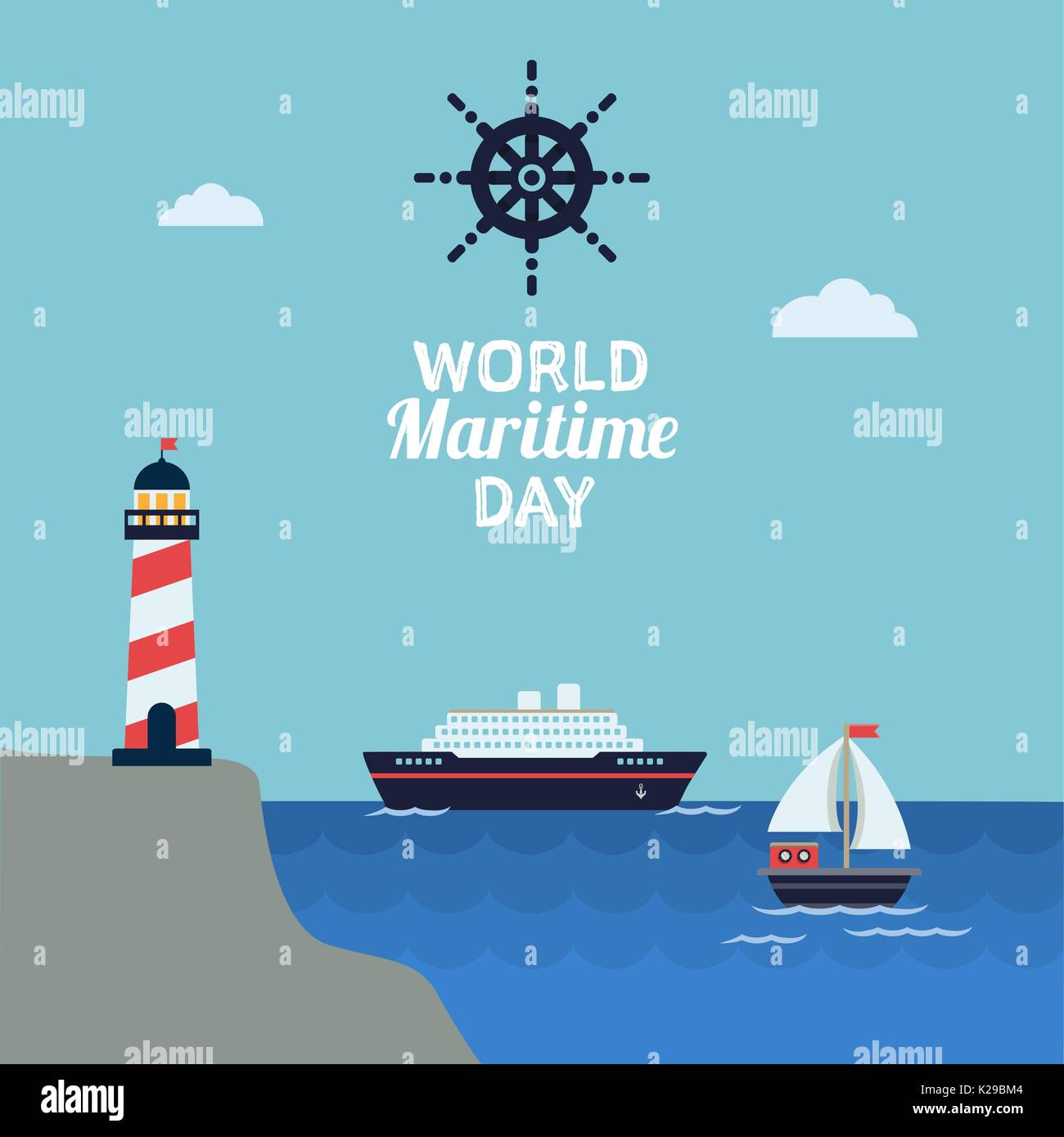 World maritime day celebration. Flat vector illustration Stock Vector