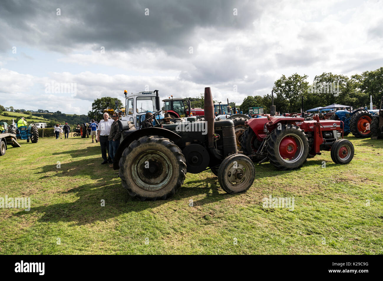 Ford tractors in a row at Agricultural fair at Hennock devon,Tractor
