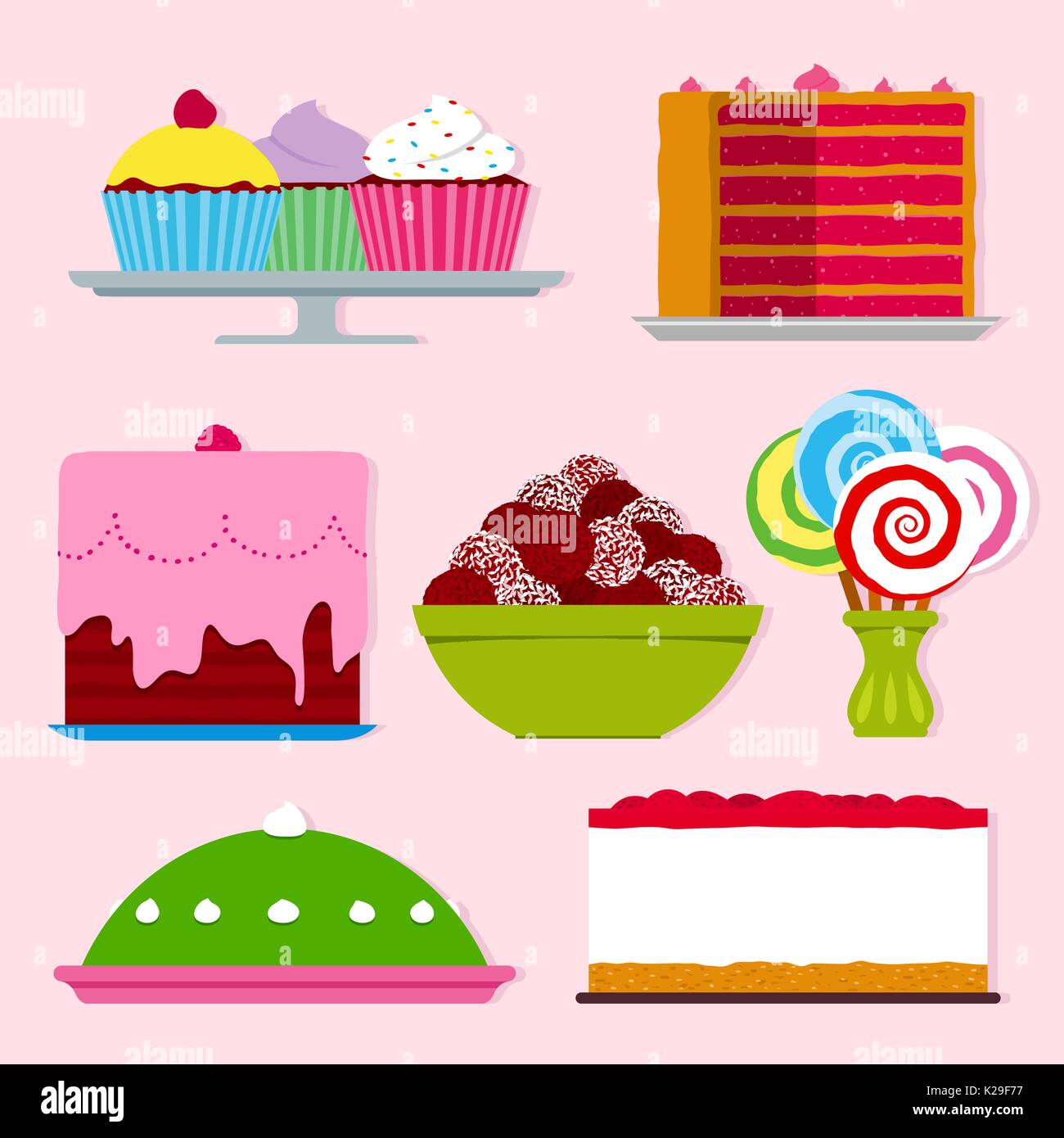 Sweet Land with Birthday Cake and Candies in the Sky Stock Illustration -  Illustration of birthday, candy: 201139785