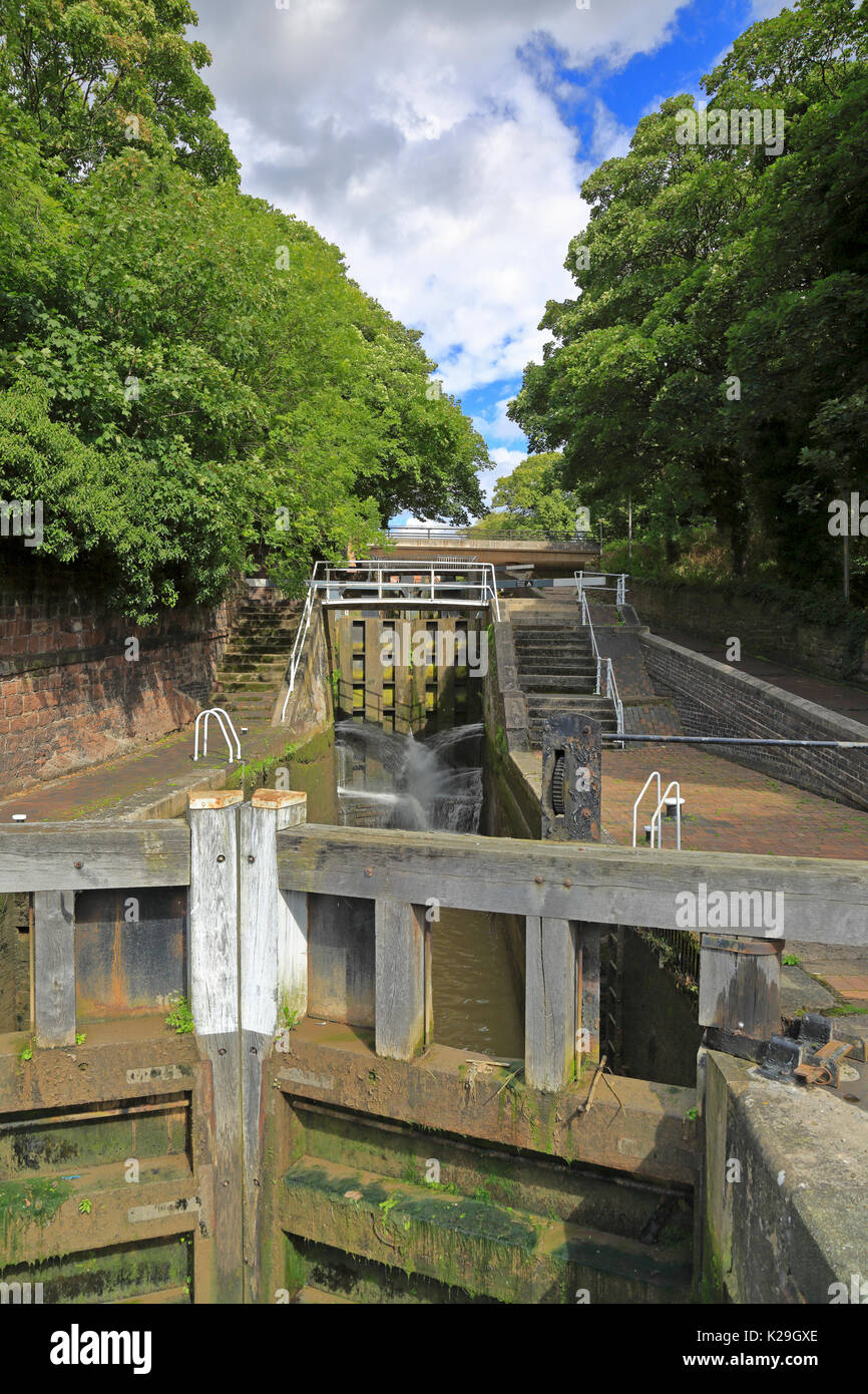 Northgate Staircase Lock on the Shropshire Union Canal, Chester, Cheshire, England, UK. Stock Photo