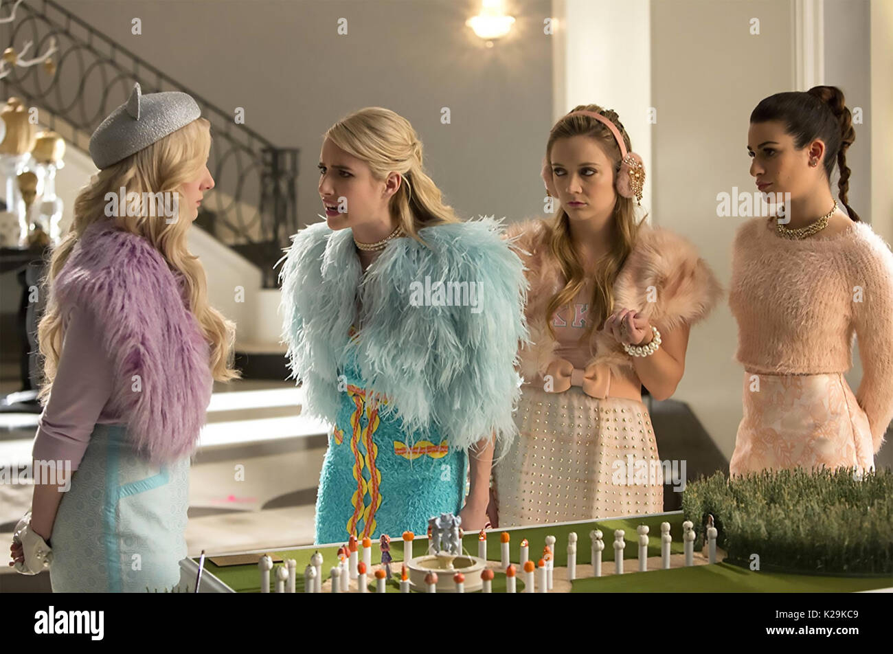 SCREAM QUEENS (2015-2016)   Fox Broadcasting Co TV series with from left: Abigail Breslin, Emma Roberts, Billie Lourd, Lea Michelle Stock Photo