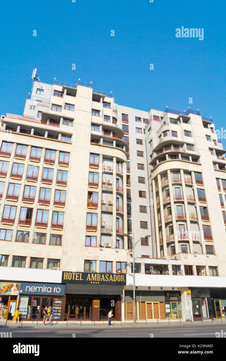 Hotel Ambasador, Bulevardul General Gheorghe Magheru, Bucharest, Romania Stock Photo