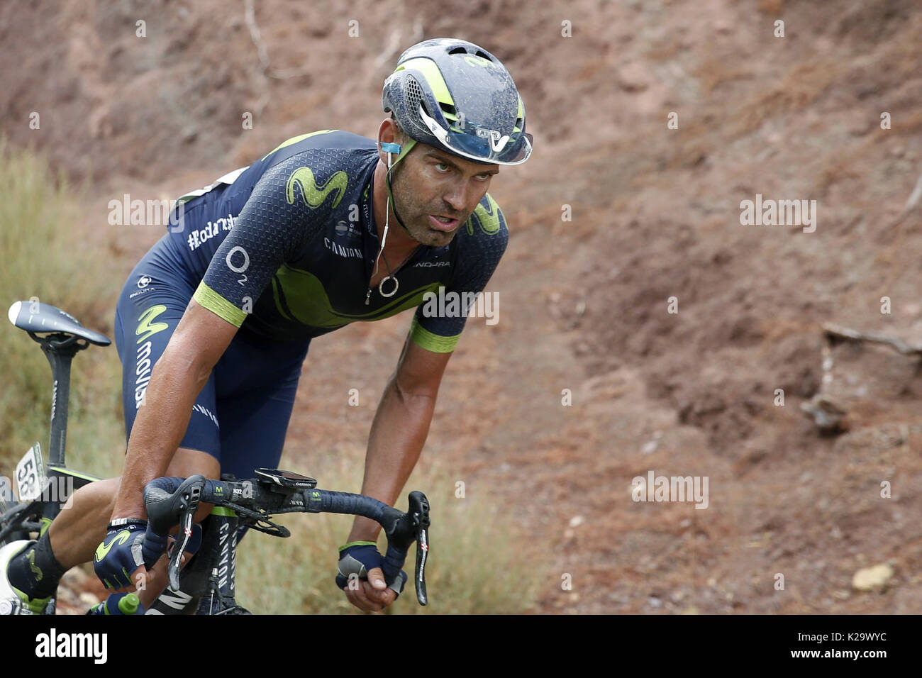 Murcia Spain 29th Aug 2017 Spanish Cyclist Of Movistar Team Jose Rojas In Action During The 164 8 Km Long Tenth Stage Of The Spanish Vuelta From Caravaca De La Cruz And Alhama De