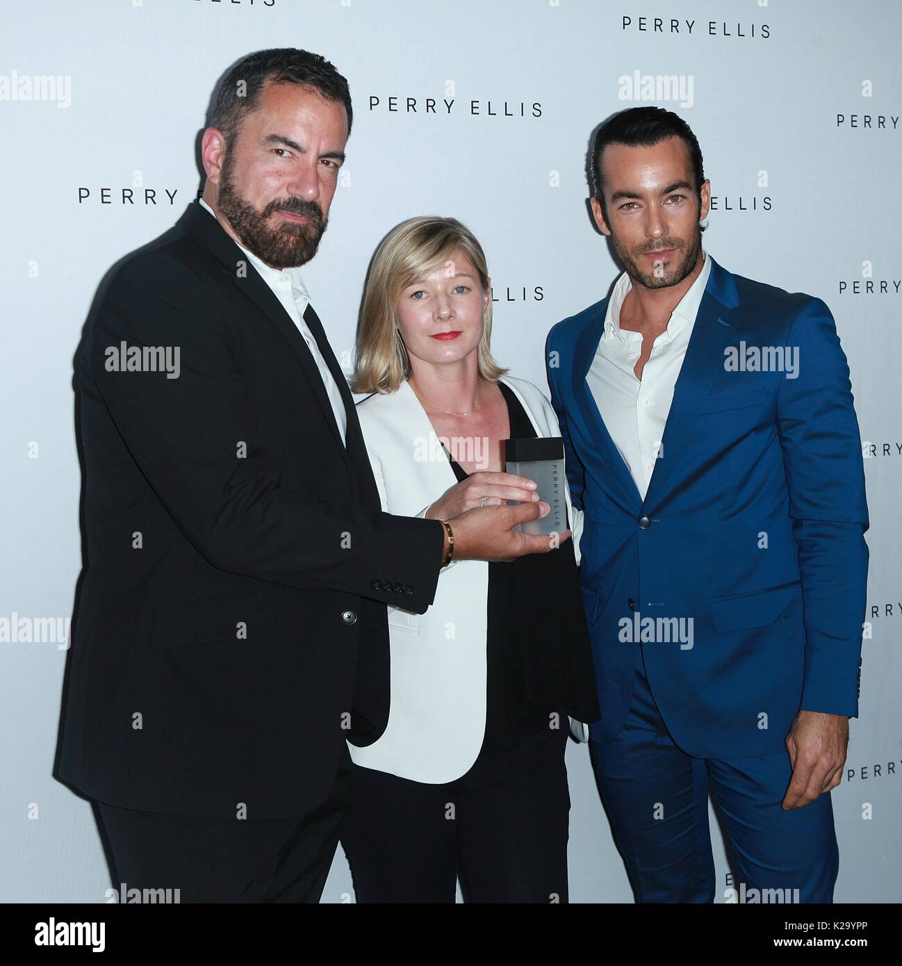 New York, NY, USA. 29th Aug, 2017. Michael Maccari and Aaron Diaz unveil the new Perry Ellis fragrance at Kola House on August 29, 2017 in New York City. Credit: Diego Corredor/Media Punch/Alamy Live News Stock Photo